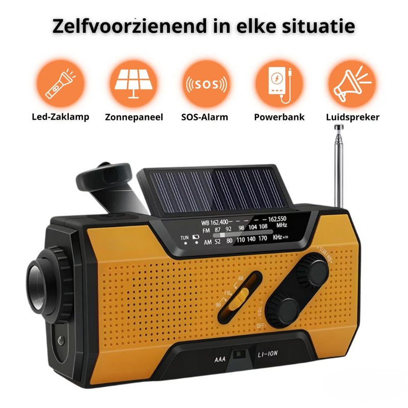 Solar Noodradio - Opwindbaar Met Batterijen