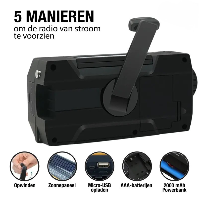 Solar Noodradio - Opwindbaar Met Batterijen